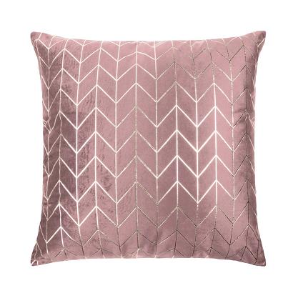 Poszewka dekoracyjna NORD 45x45 welurowa pudrowy róź geometria