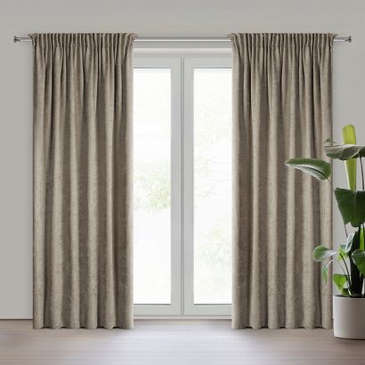 Zasłona gotowa na taśmie VANI 140x270 Eurofirany cappuccino szenilowa naturalny splot