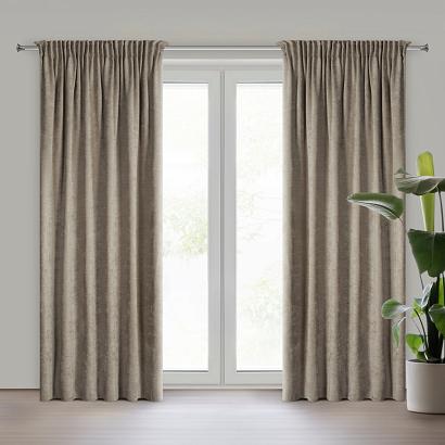 Zasłona gotowa na taśmie VANI 140x270 Eurofirany cappuccino szenilowa naturalny splot