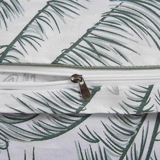 Biała Pościel Vintage z Nadrukiem Satyna Bawełniana 160x200 z Szałwiową Lamówką Biza