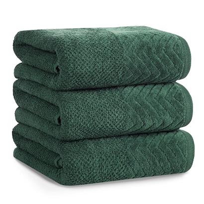 Ręcznik bawełniany LOREN 70x140 Eurofirany zielony welwetowa bordiura w zygzak