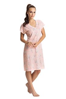 Koszula damska LUNA kod 79 łososiowa w kwiaty