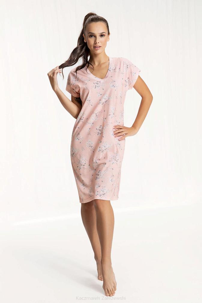 Koszula damska LUNA kod 79 łososiowa w kwiaty