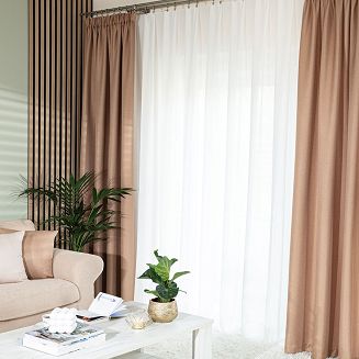 Zasłona gotowa na taśmie JODEŁKA 140x250 ciemnobeżowa