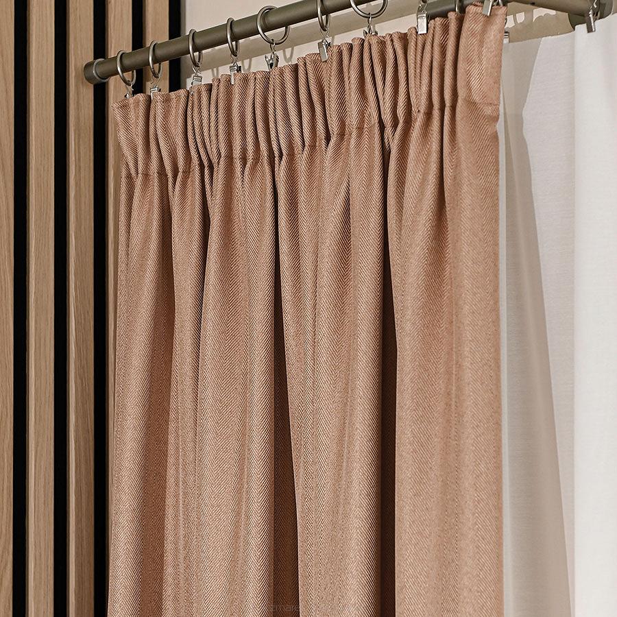 Zasłona gotowa na taśmie JODEŁKA 140x250 ciemnobeżowa