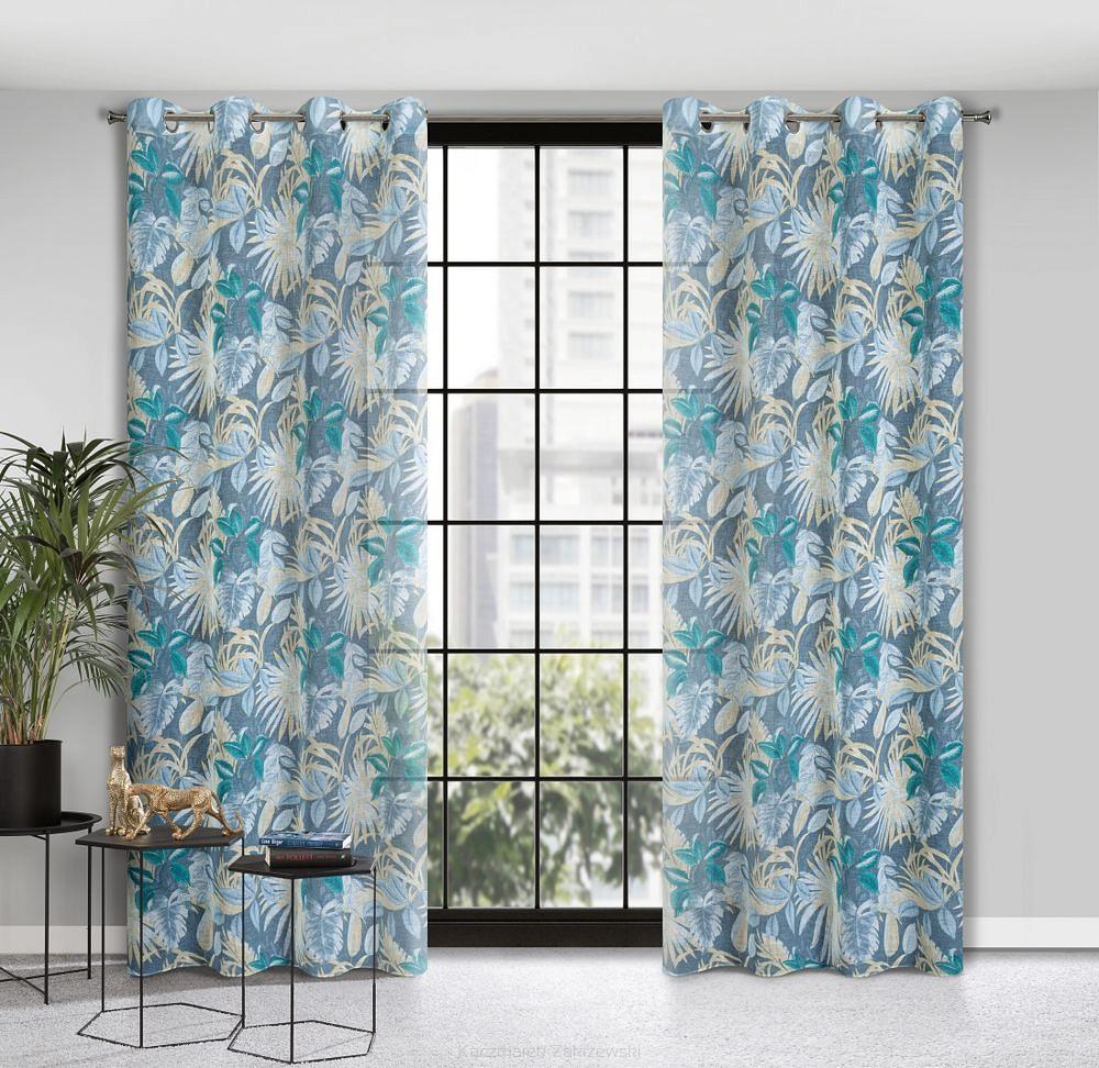 Zasłona gotowa na przelotkach LENA 140x250 Eurofirany popielaty/żółty