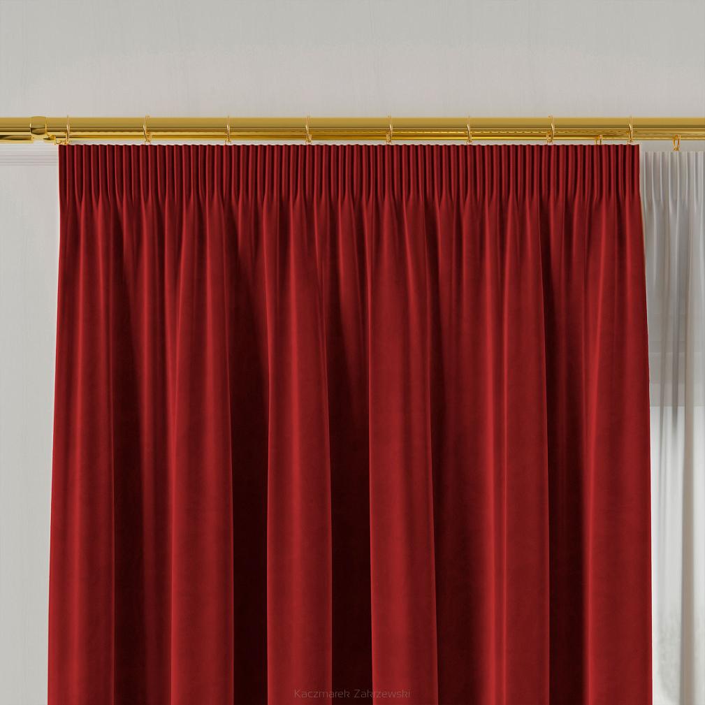 Zasłona gotowa na taśmie VELVI 140x230 czerwona
