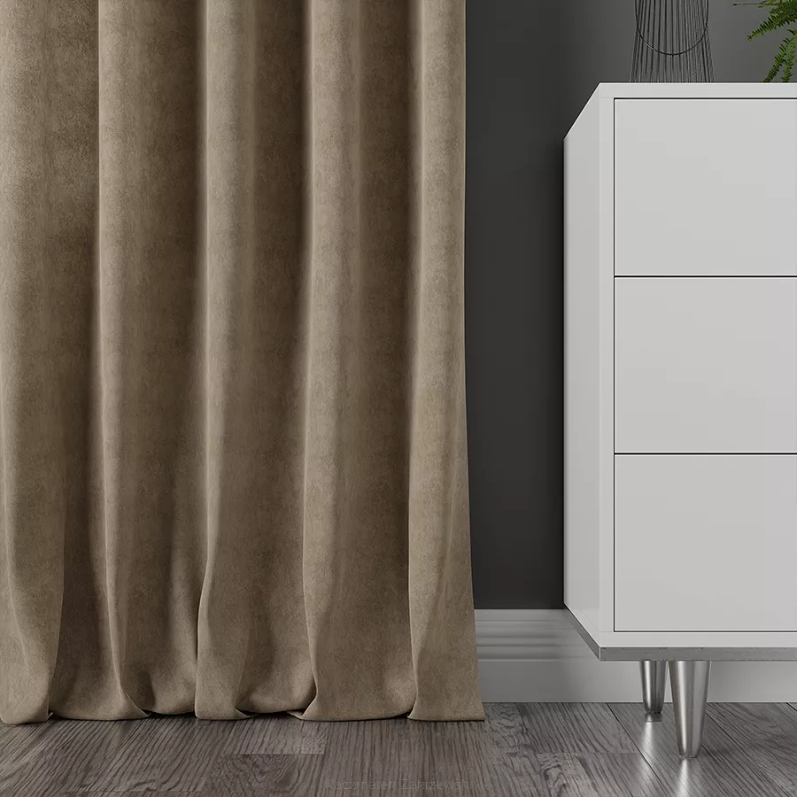 Zasłona gotowa na taśmie MILAS 140x260 ciemny ciepły beż