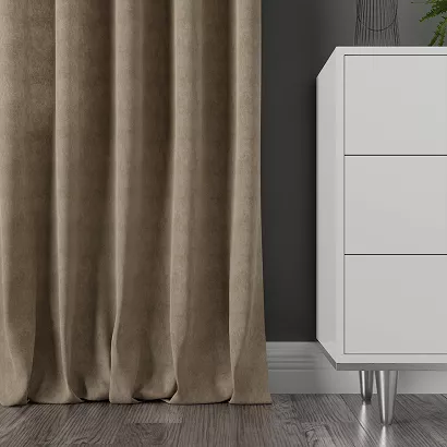 Zasłona gotowa na taśmie MILAS 140x260 ciemny ciepły beż