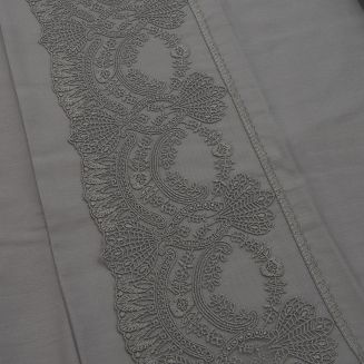 Pościel satyna bawełniana z gipiurą 160x200 Valinor szara