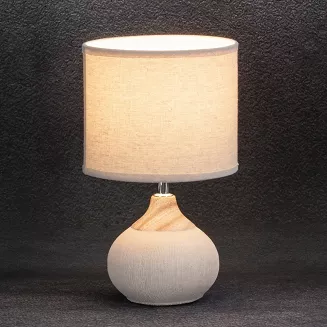 Lampion dekoracyjny AMIRI 18x32 Eurofirany kremowa beżowa dwukolorowa podstawa tekstylny abażur