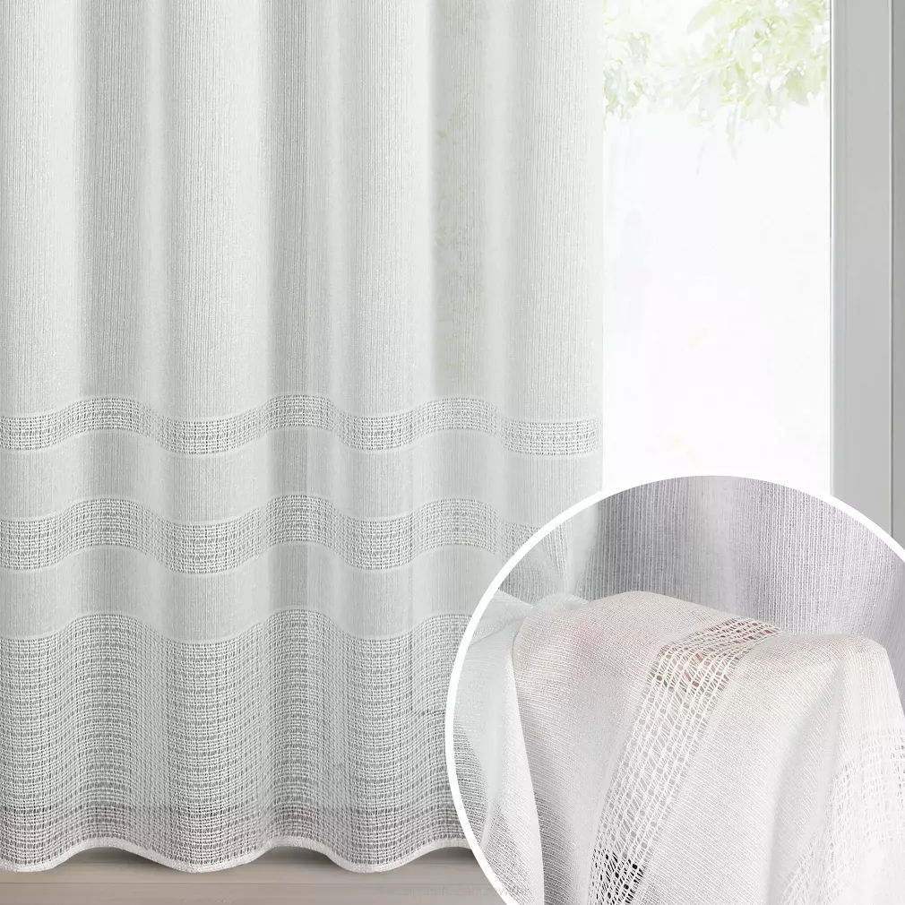 Firana gotowa na przelotkach ELIRA 140x250 Eurofirany biała o strukturze siatki