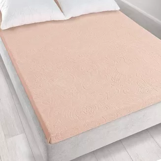 Prześcieradło frotte bez gumki Tulipan 175x220 ZWOLTEX pudrowe GRUBE