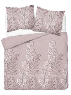 Pościel satynowa 160x200 Detexpol pudrowa botaniczny nadruk gałązki liście