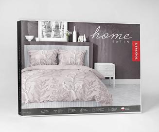 Pościel satynowa 160x200 Detexpol pudrowa botaniczny nadruk gałązki liście