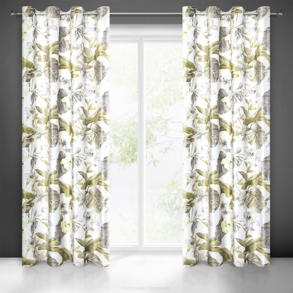 Zasłona gotowa na przelotkach ELISSA 140x250 Eurofirany oliwkowy