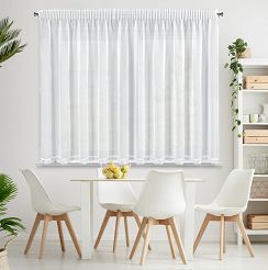 Firana gotowa na taśmie SUZAN 350x150 Eurofirany biała zdobiona subtelną koronką na dole