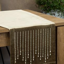 Obrus dekoracyjny ROYAL 35x140 Eurofirany ciemnobeżowy