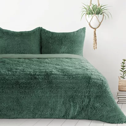 Pościel TIFFANY 200x220 Design91 ciemnozielona o strukturze futra