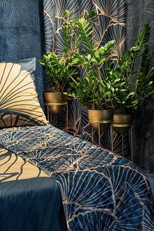 Pościel z makosatyny POS 160x200 Eurofirany granatowy/złocisty