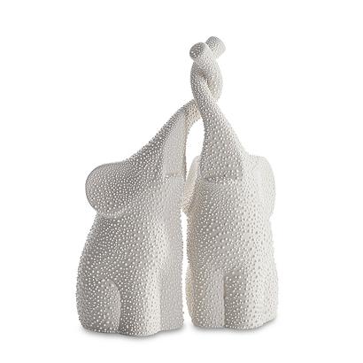 Figurka dekoracyjna RISO 5x14x21 Eurofirany kremowa z efektem kropel rosy słonie