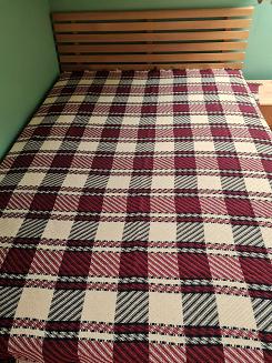 Komplet dekoracyjny narzuta 170x205 + 2x 60x170 bordowa kremowa czarna krata