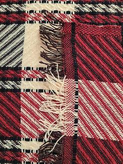 Komplet dekoracyjny narzuta 170x205 + 2x 60x170 bordowa kremowa czarna krata