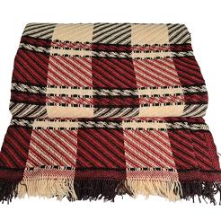 Komplet dekoracyjny narzuta 170x205 + 2x 60x170 bordowa kremowa czarna krata