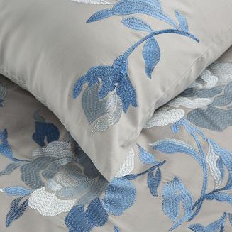 Pościel satynowa ST 160x200 Eurofirany srebrny/granatowy