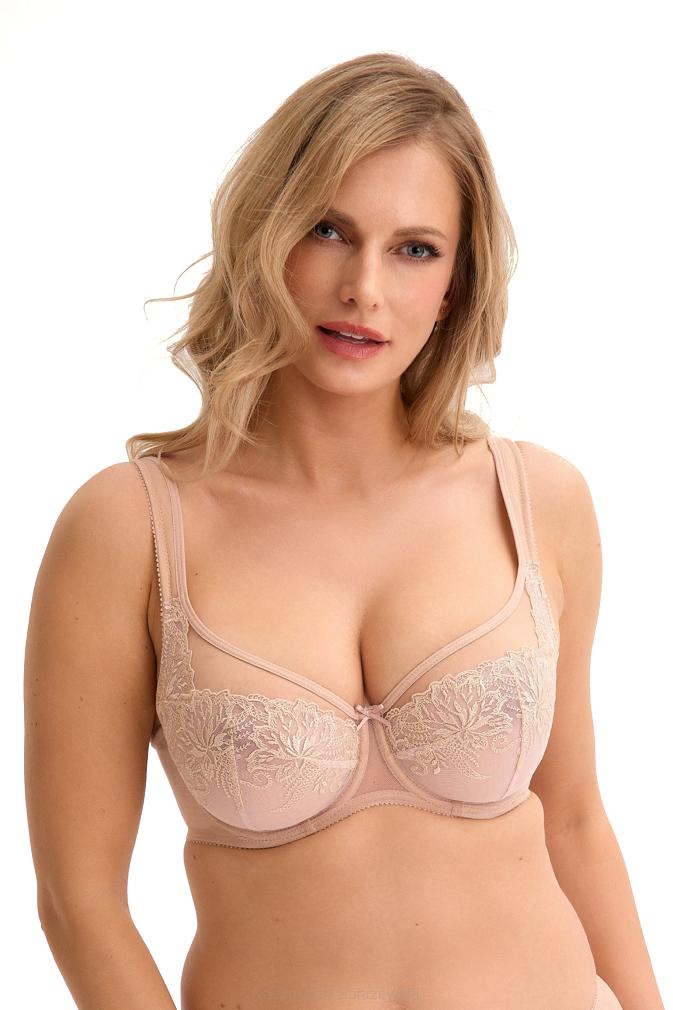 Biustonosz z haftem Soft Emanuela 038 miękki beżowy