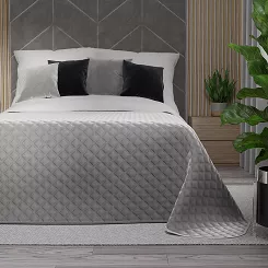 Narzuta dekoracyjna VELVI 220x240 pikowana w geometryczny wzór szara