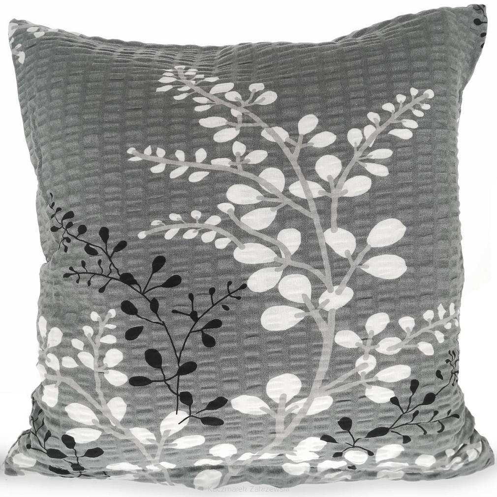 Poszewka z kory 50x60 wzór gałązki na grafitowym tle