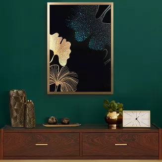 Wazon dekoracyjny EMMI 21X9X28 Eurofirany czarny z wytłaczanym złotym wzorem