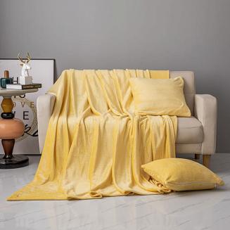Koc narzuta z mifrofibry Solo 150x200 musztardowy