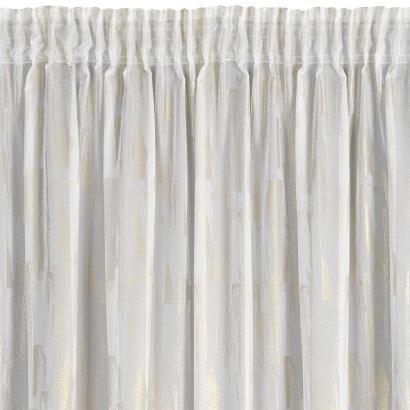 Firana gotowa na taśmie ILARIA 140x250 Eurofirany biała szyfonowa z błyszczącym nadrukiem