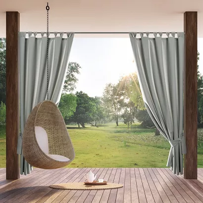 Zasłona gotowa na szelkach wodoodporna GARDEN 155x260 ogrodowa szara