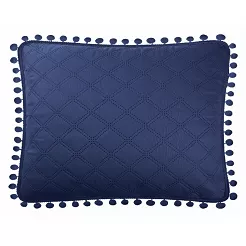 Poszewka dekoracyjna POMPOO 50x70 granatowa z pomponami