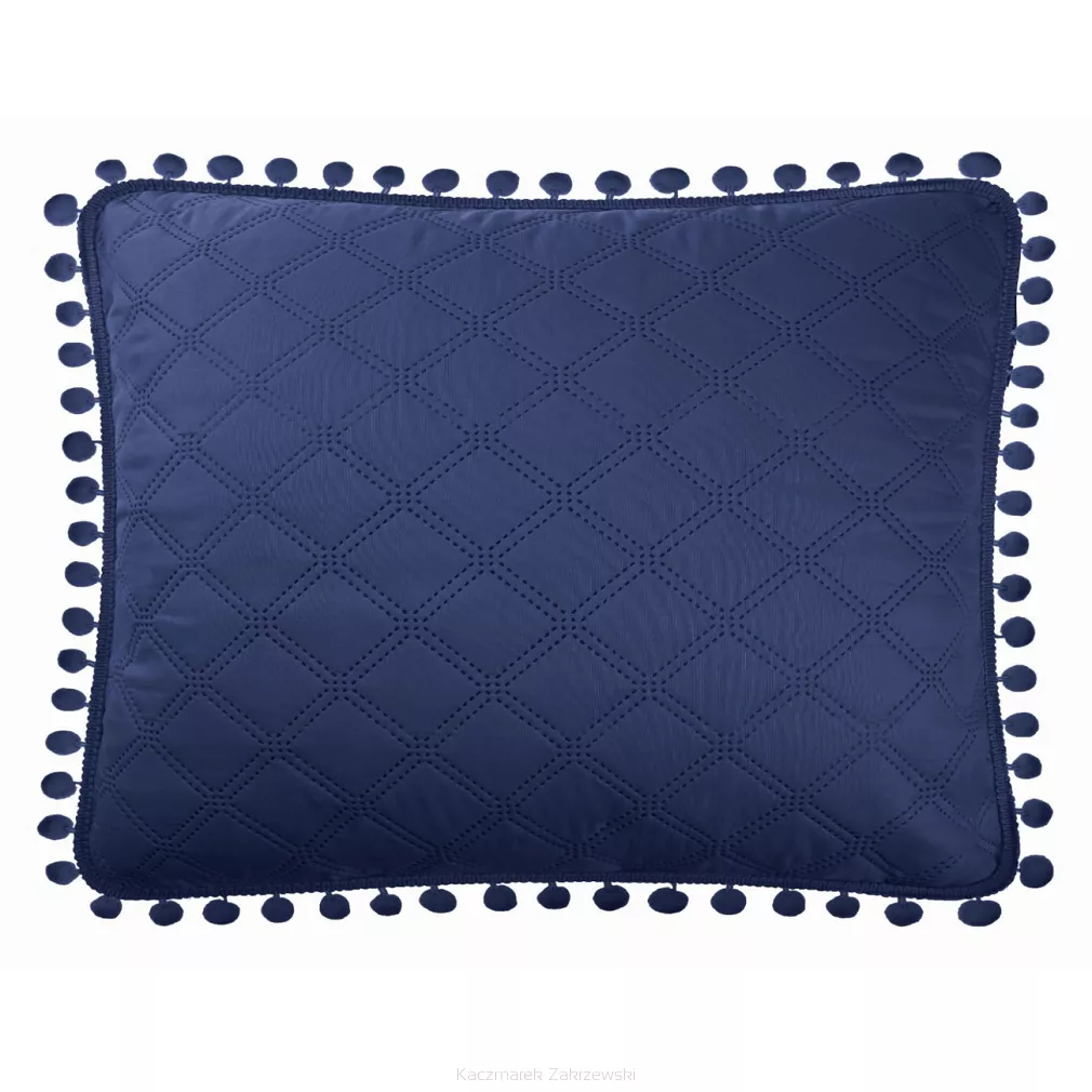 Poszewka dekoracyjna POMPOO 50x70 granatowa z pomponami