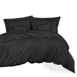 Pościel satyna bambusowo-bawełniana STRIPE BLACK 140x200 Darymex jednokolorowa czarna