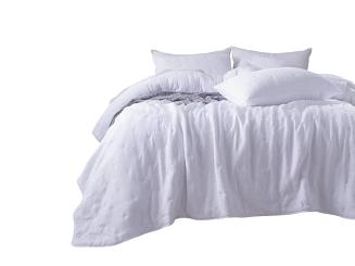 Narzuta dekoracyjna muślinowa struktura Stella 220x200 biała z haftem krzyżyków