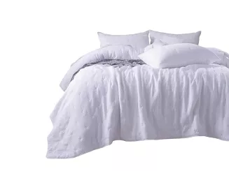 Narzuta dekoracyjna muślinowa struktura Stella 220x200 biała z haftem krzyżyków