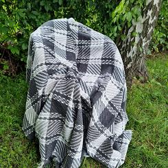 Komplet dekoracyjny narzuta 170x205 + 2x 60x170 grafitowa biała szara skośna krata