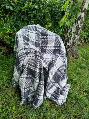 Komplet dekoracyjny narzuta 170x205 + 2x 60x170 grafitowa biała szara skośna krata