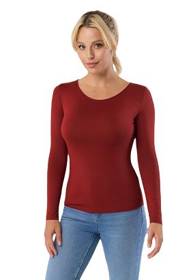 Bluzka damska z długim rękawem MANATI marsala