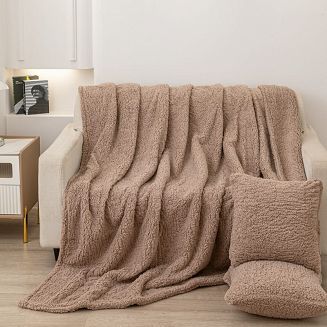 Poszewka dekoracyjna Dreamy boucle 45x45 brązowa baranek+bukla