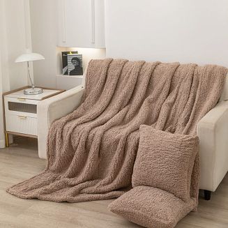 Poszewka dekoracyjna Dreamy boucle 45x45 brązowa baranek+bukla