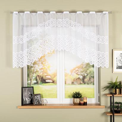 Firanka żakardowa gotowa na szelkach MALWINA 250x100 biała