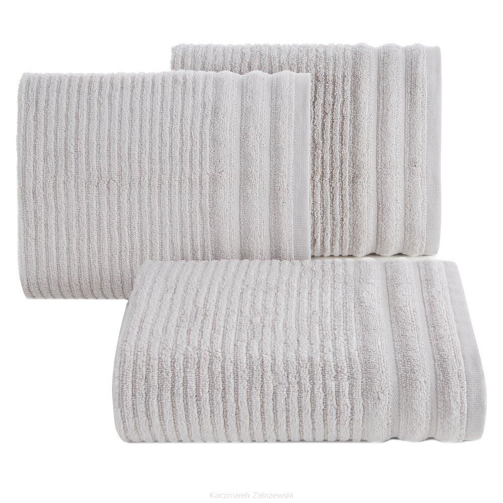 Ręcznik bawełniany SAMMY 70x140 Eurofirany srebrny wytłaczane pasy