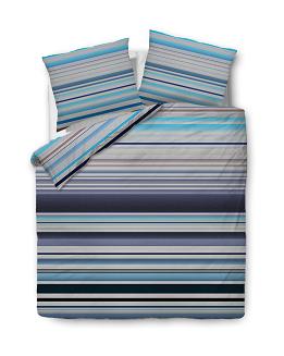 Pościel bawełniana 220x200 COTTONLOVE biała granatowe pasy