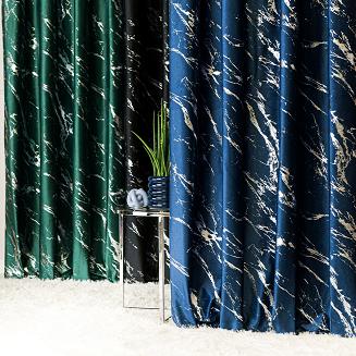 Zasłona gotowa na taśmie MARMA 140x250 granatowa ze srebrnym nadrukiem